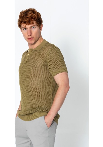 Erkek Fit Polo Yaka Extra Rahat Düğmeli Örme T-Shirt modelleri