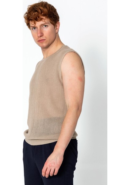 Erkek Fit Extra Rahat Delikli Bisiklet Yaka Kolsuz T-Shirt modelleri