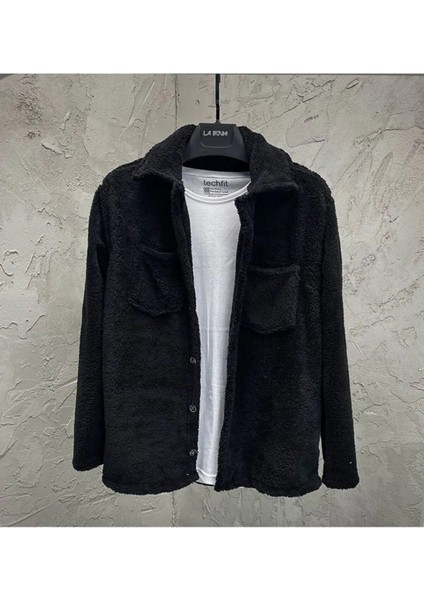 Unisex Welsoft Cep Detaylı Düğmeli Kalın Pelüş Ceket modelleri