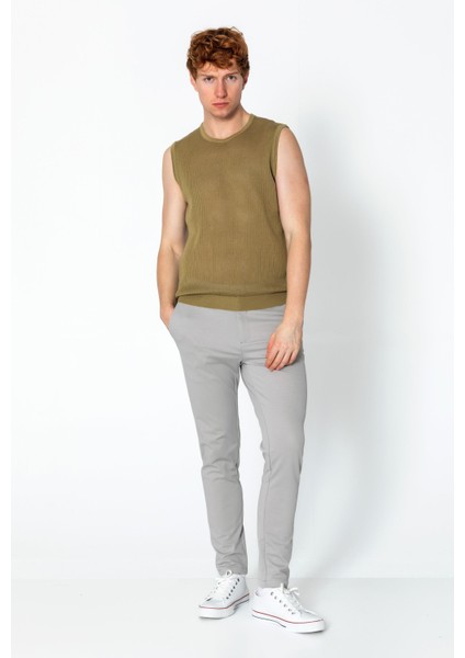 Erkek Fit Extra Rahat Delikli Bisiklet Yaka Kolsuz T-Shirt
