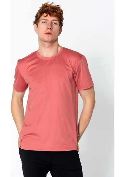 Erkek Fit Rahat Naylon Bisiklet Yaka Seyahatlik T-Shirt