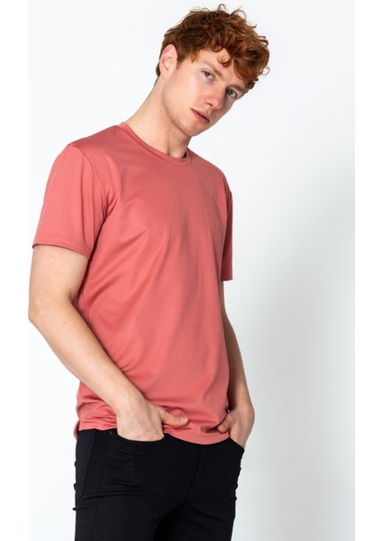 Erkek Fit Rahat Naylon Bisiklet Yaka Seyahatlik T-Shirt