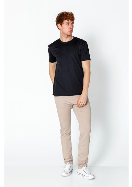 Erkek Fit Rahat Naylon Bisiklet Yaka Seyahatlik T-Shirt