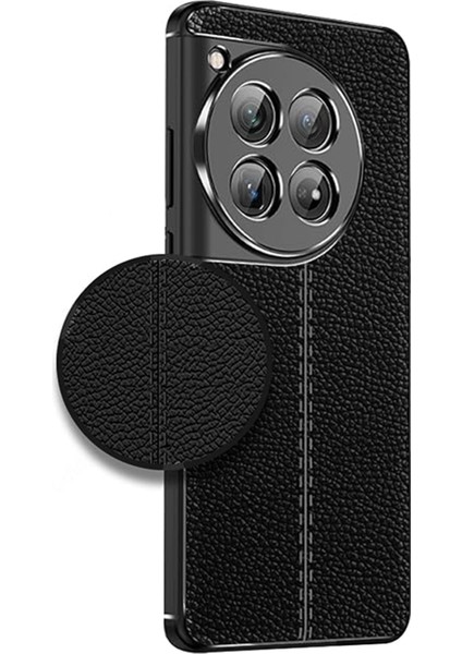 Oneplus 12 5g Leather Serisi Deri Efekt Silikon Kılıf - Siyah AL3337
