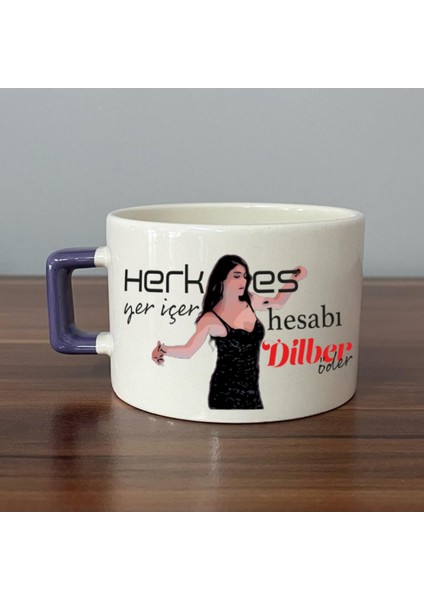 Herkes Yer Içer Hesabı Dilber Öder Baskılı Mor Kulplu C Fincan fiyatları
