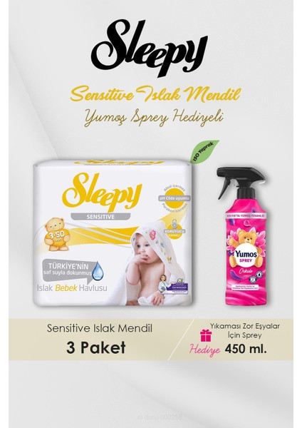 150 Adet Sensitive Islak Mendil, Orkide Oda Kokusu Hediyeli