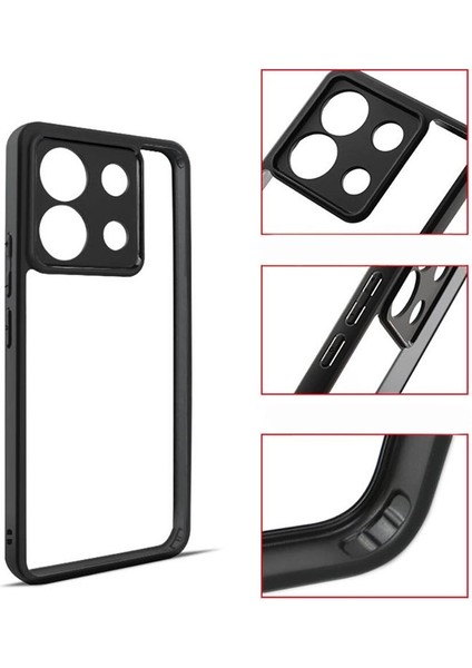 Xiaomi Poco X6 5g Kılıf Roll Arkası Şeffaf Plastik Kenar Silikon Airbagli Siyah modelleri