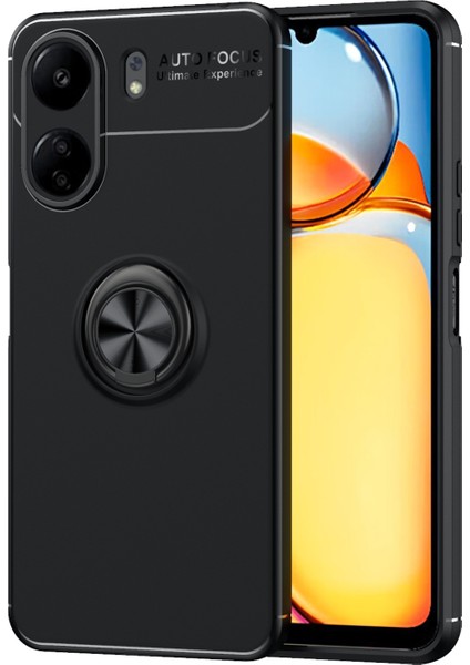 Xiaomi Redmi 13C 4g / Poco C65 Focus Serisi Yüzük Standlı Silikon Kılıf- Siyah AL3363