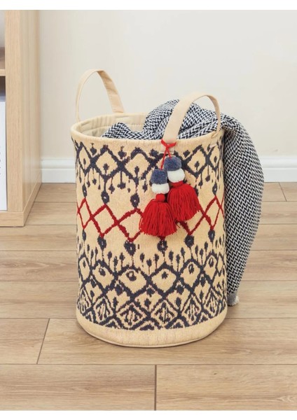 Kilim Yuvarlak Sepet - Düzenleyici - Organizer 37X30 cm