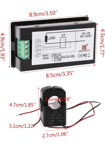 2022 Yeni Ac 80-260V 100A Gerilim Akım Watt Wer Metre PZEM-061 Split Ct ile (Yurt Dışından)
