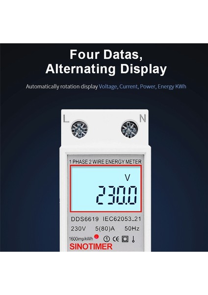 Sınotımer DDS6619-008 LCD Dijital Ekran Wattmetre Güç Tüketimi Enerji Elektrik Sayacı Enerji Ölçer (Yurt Dışından) fiyatları
