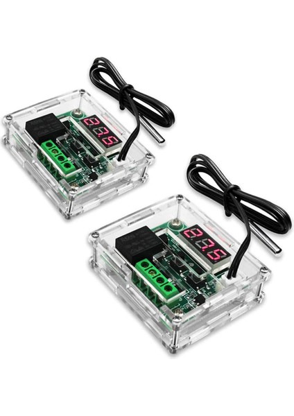 2 Adet Kasalı Tature Kontrol Modülü - XH-W1209 Kırmızı Dijital Ekran Trmostat Dc 12V Su Geçirmez Problu (Yurt Dışından)