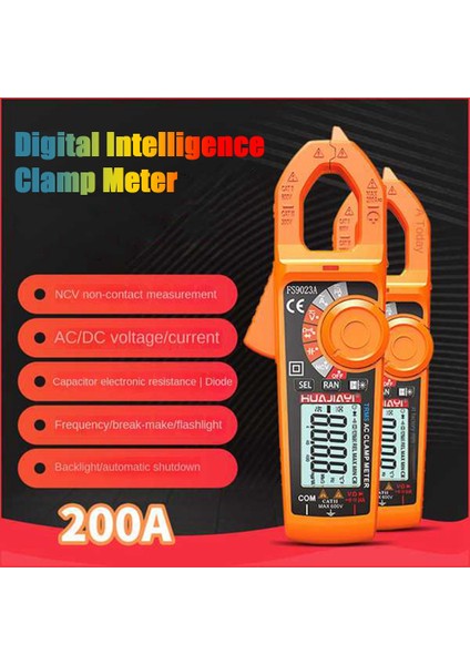 Oypfxmı Huajıayı FS9023A Dijital Multimetre Pens Metre True Rms 6000 Sayımlar Profesyonel Ölçüm Test Cihazları Dijital Ampermetre 200A (Yurt Dışından)