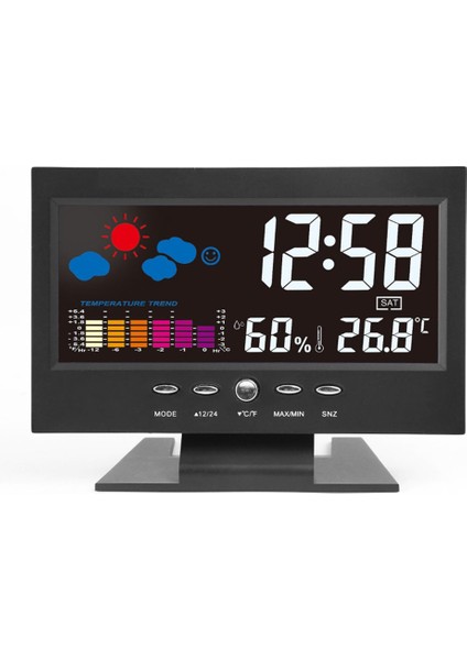 Ha Elektronik Dijital Sıcaklık Nem Monitörü Saat Hava Durumu Saati-Siyah (Yurt Dışından)