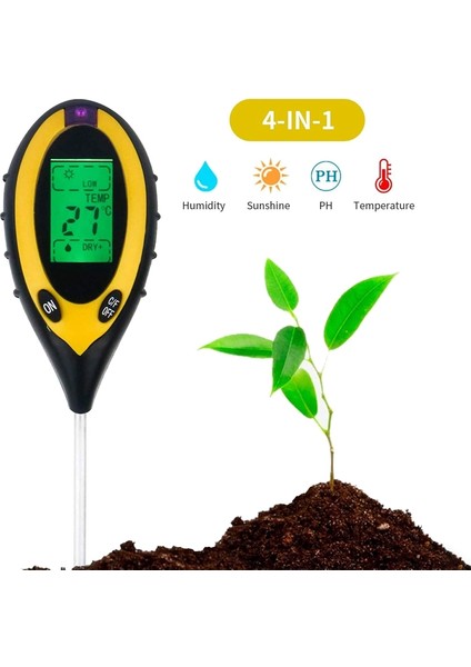 Namuny Toprak Ph Ölçer Toprak Test Cihazı, 4'ü 1 Arada Toprak Test Kiti, Ph Nem Sıcaklığı Hafif Su Test Cihazı ve Monitör, Test Kitleri (Yurt Dışından)