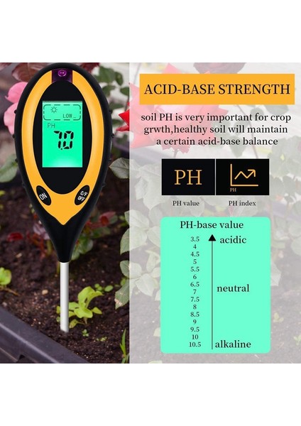 Namuny Toprak Ph Ölçer Toprak Test Cihazı, 4'ü 1 Arada Toprak Test Kiti, Ph Nem Sıcaklığı Hafif Su Test Cihazı ve Monitör, Test Kitleri (Yurt Dışından)