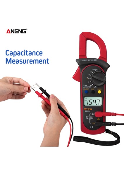 Aneng Dijital Kelepçe Multimetre ST201 2000 Sayım Metre Ampermetre Ac/dc Gerilim Test Cihazı Direnç Diyot Süreklilik Testi Veri Tutma (Yurt Dışından)