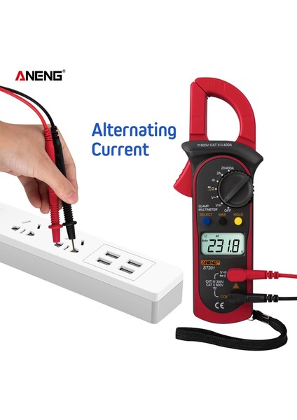 Aneng Dijital Kelepçe Multimetre ST201 2000 Sayım Metre Ampermetre Ac/dc Gerilim Test Cihazı Direnç Diyot Süreklilik Testi Veri Tutma (Yurt Dışından)