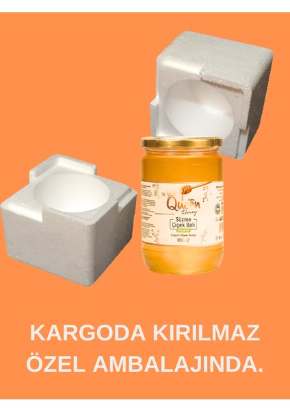 Süzme Bal 850 gr + Queen Honey Karakovan Balı 1,1 kg Ikisi Bir Arada Fırsat Paketi
