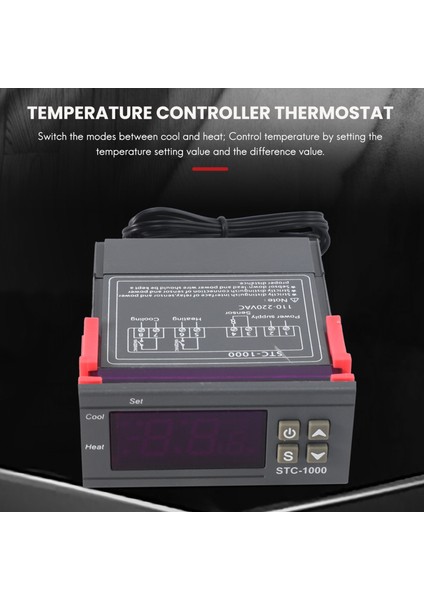 STC-1000 Sıcaklık Kontrol Cihazı Termostat Regülatörü+Sensör Probu (Yurt Dışından)