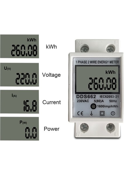 80A 35MM Dın Ray Tek Fazlı Iki Telli LCD Arka Işık Dijital Ekran Tüketimi Enerji Elektrik Sayacı 220V 230V 50Hz 60Hz Yeni (Yurt Dışından) fiyatları