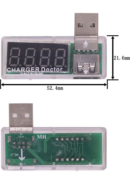 Dijital USB Mobil Güç Şarj Akımı Gerilim Test Cihazı Metre Mini USB Şarj Cihazı Doktor Voltmetre Ampermetre Dönüş Şeffaf Mavi (Yurt Dışından)