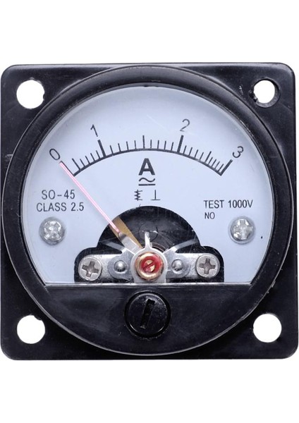 Ac 0-3A Yuvarlak Analog Panel Metre Akım Ölçüm Ampermetre Ölçer Siyah (Yurt Dışından)