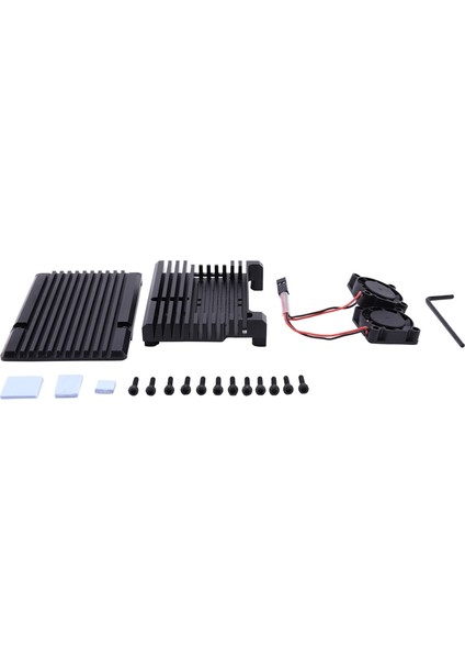 Raspberry Pi 4 Için Çift Soğutma Metal Kabuk Siyah Muhafaza ile Alüminyum Kasa Raspberry Pi 4 Model B Için (Yurt Dışından)