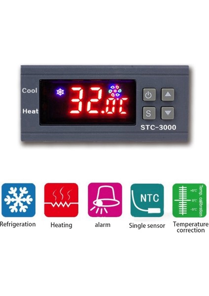 STC-3000 Kuluçka Makinesi Sıcaklık Kontrol Cihazı Için Yüksek Hassasiyetli Dijital Termostat Termoregülatör Isıtma Soğutma 220 V (Yurt Dışından)