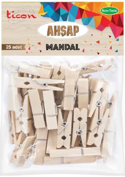 Ahşap Mandal 45x7 25'li Naturel fiyatları