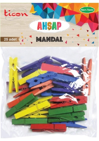 Ahşap Mandal 45x7 25'li Renkli fiyatları