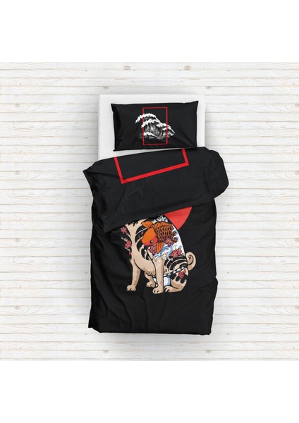 The Pug & Perspektif Kanagawa Çift Taraflı Nevresim Takımı