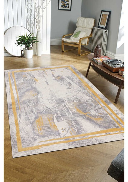 Troya Krem Gold Halı Yumuşak Oturma Odası Salon Çocuk Odası Mutfak Halısı J0067 150 x 230