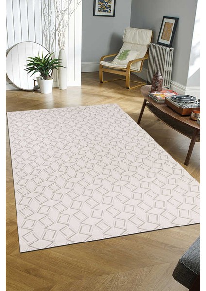 Troya Beyaz Gri Halı Yumuşak Oturma Odası Salon Çocuk Odası Mutfak Halısı J0086 200 x 290