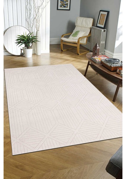 Troya Beyaz Halı Yumuşak Oturma Odası Salon Çocuk Odası Mutfak Halısı J0088 80 x 150