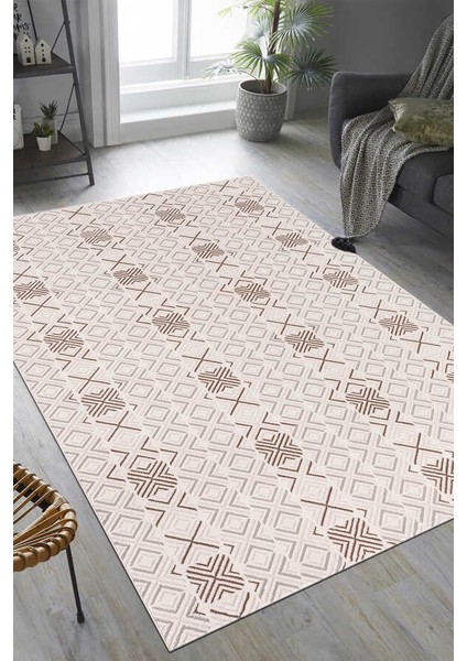 Troya Vizon Beyaz Halı Yumuşak Oturma Odası Salon Çocuk Odası Mutfak Halısı J0090 80 x 150