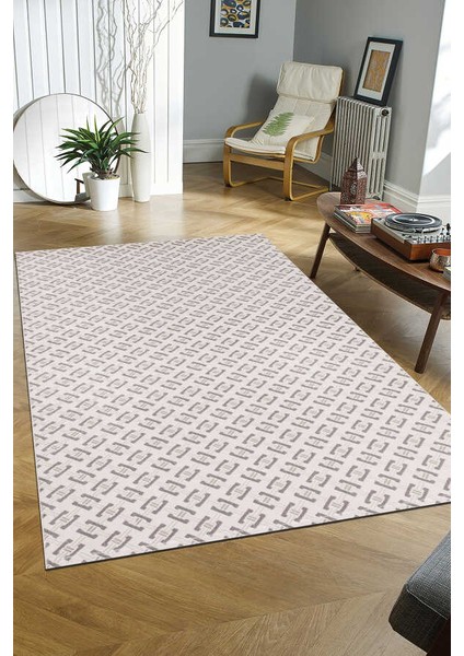 Troya Gri Beyaz Halı Yumuşak Oturma Odası Salon Çocuk Odası Mutfak Halısı J0087 80 x 150