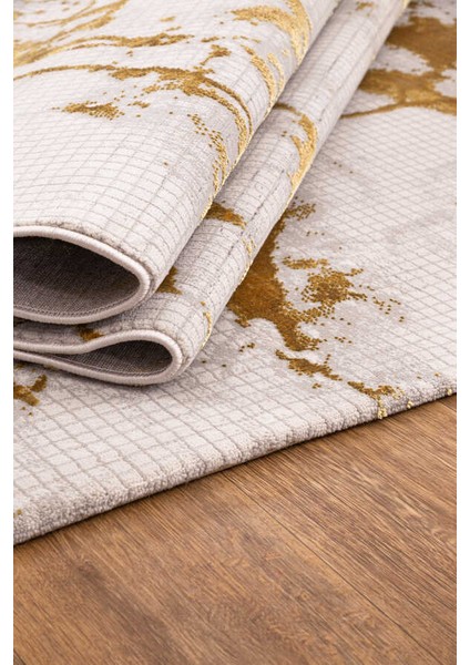 Wilto Beyaz Sarı Halı Yumuşak Oturma Odası Salon Çocuk Odası Mutfak Halısı PF229 150 x 230 modelleri