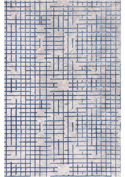 Wilto Mavi Beyaz Halı Yumuşak Oturma Odası Salon Çocuk Odası Mutfak Halısı PF103 80 x 150