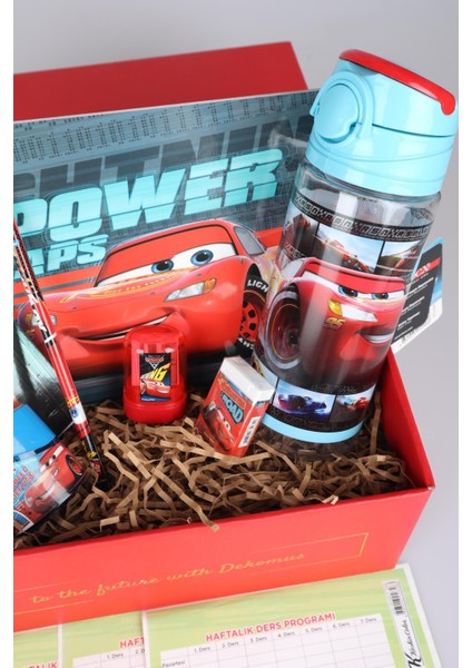Lisanslı Cars Gıft Box 11 Parça Ilkokul Çantası,kalem ÇANTASI,500 ml Matara ve Kırtasiye Seti fiyatları
