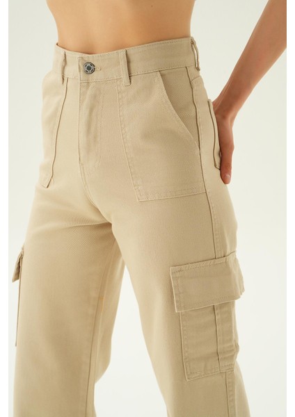 13107 Kargo Cep Dikişli Pantolon Bej indirimleri