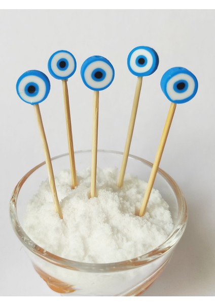 Beyhan Bayhan 100 Adet Dekoratif Mavi Nazarboncuklu Sünnet Kürdanı 6 cm - Pasta Kürdanı fiyatları