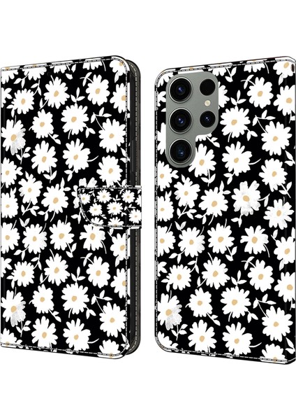 Samsung Galaxy S24 Ultra Anti Fall Pu Deri+Tpu 3D Desen Koruma Floral Telefon Kılıfı (Yurt Dışından)
