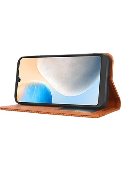 Tecno Pop 6 Cüzdan Manyetik Kapatma Pu Deri Için Kılıf (Yurt Dışından)