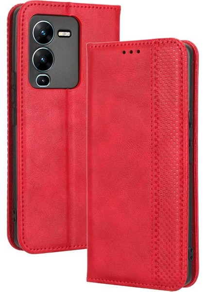 Vivo V25 Pro Manyetik Kapatma Pu Deri Cüzdan Için Kılıf (Yurt Dışından)