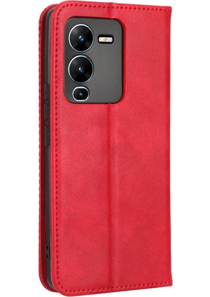 Vivo V25 Pro Manyetik Kapatma Pu Deri Cüzdan Için Kılıf (Yurt Dışından)