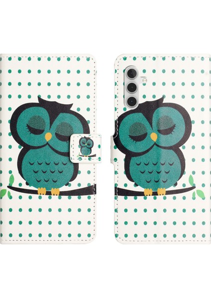 Samsung Galaxy S24 + Deri Deseni Baskı Noktaları/baykuş Telefon Kılıfı (Yurt Dışından)