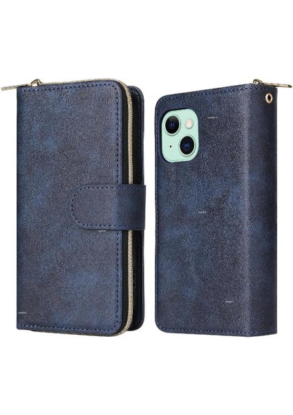 Iphone 15 Artı Cüzdan Durumda 9 Kart Yuvaları ile Fermuar Cep Flip (Yurt Dışından)