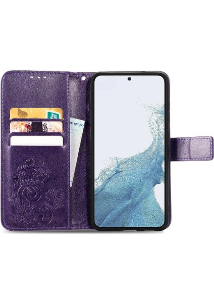 Samsung Galaxy S23 Artı Dört Yapraklı Yonca Flip Kapak Zarif (Yurt Dışından)