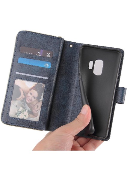 Samsung Galaxy S9 Cüzdan Durumda 9 Kart Yuvaları Kart Tutucu ile Flip (Yurt Dışından) modelleri